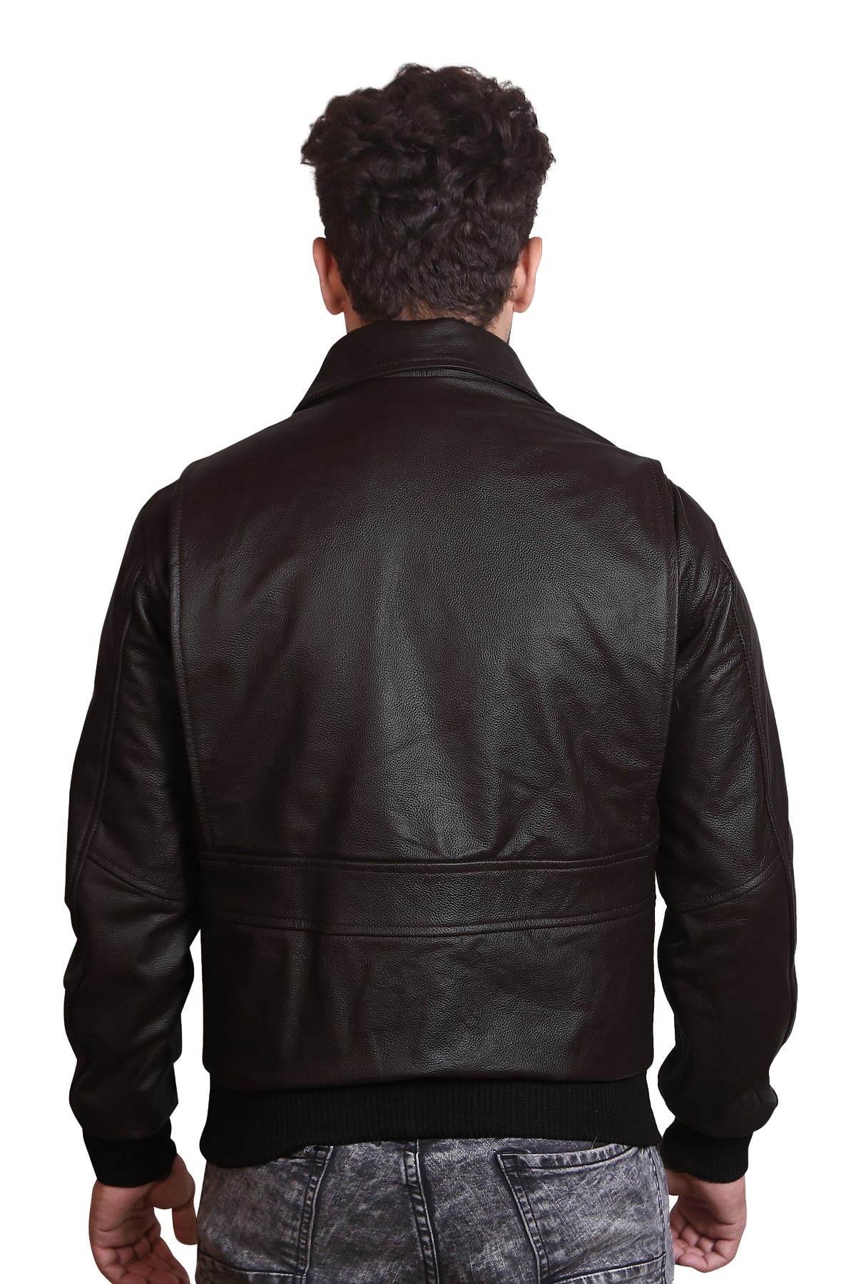 Black Aviator Bomber Sheep Leather Jacket