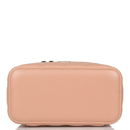 Chanel Beige Quilted Lambskin Small Top Handle Vanity Bag