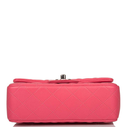 Chanel Pink Quilted Lambskin Rectangular Mini Classic Flap Bag Silver Hardware