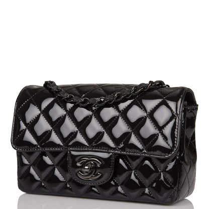 Chanel Mini Rectangular Flap Bag SO Black Patent Black Hardware