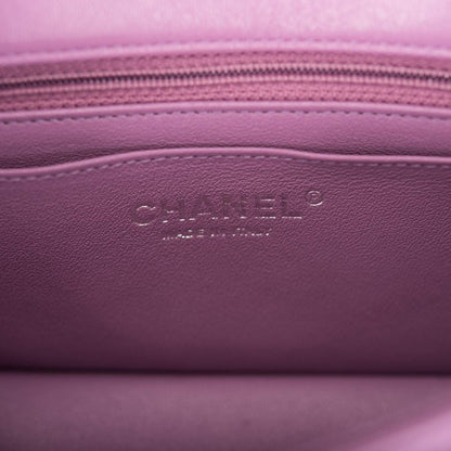 Chanel Purple Quilted Lambskin Rectangular Mini Classic Flap Bag Silver Hardware