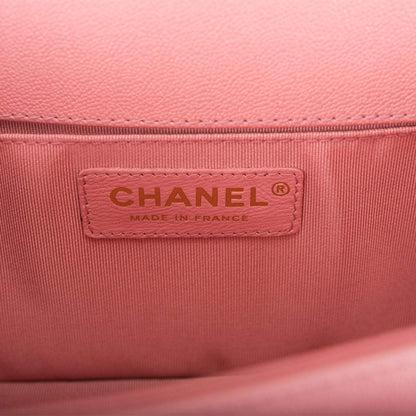 Chanel Pink Quilted Caviar Medium Boy Bag Light Gold Hardware