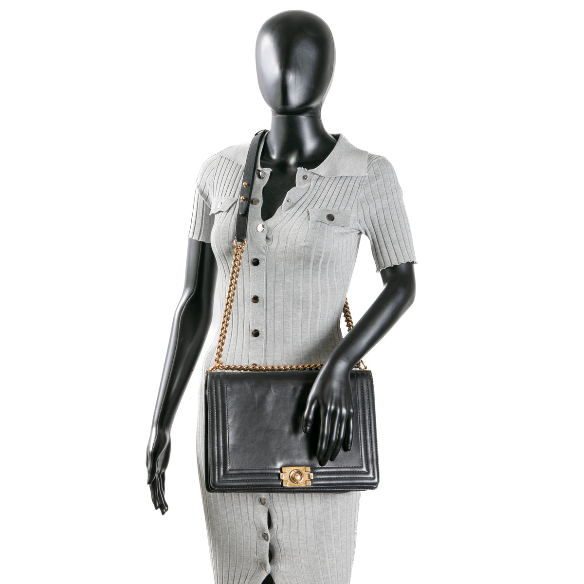CHANEL Large Original Clasp Boy Bag- Black