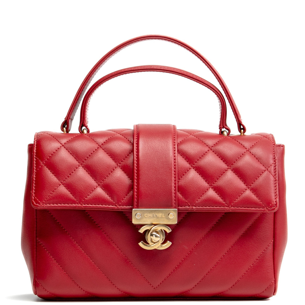 CHANEL In The City Top Handle Flap Bag - Red