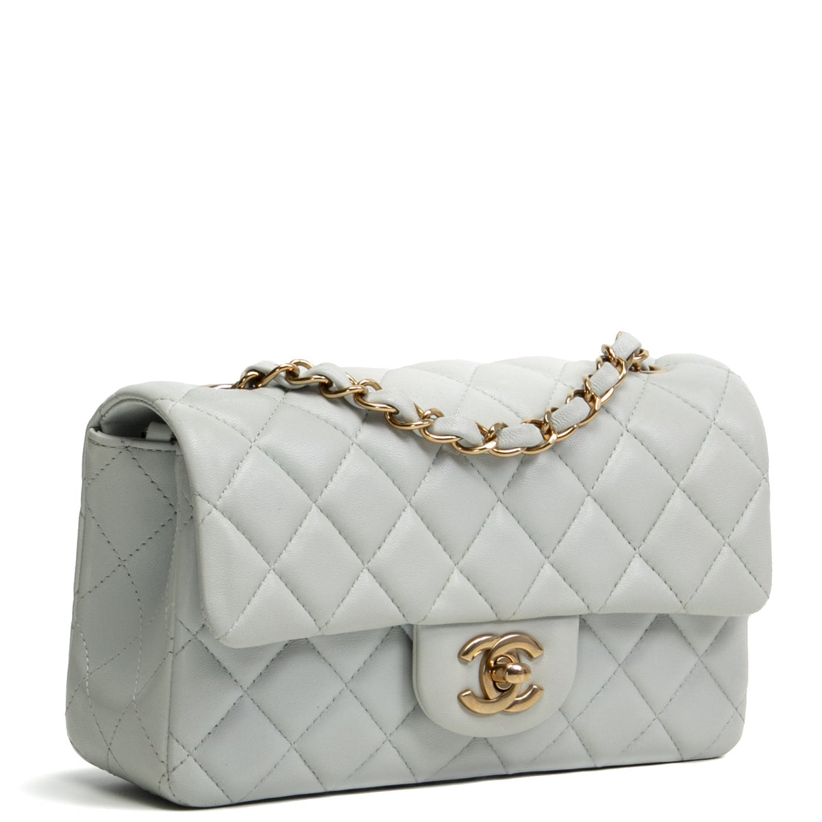 CHANEL Rectangular Mini Flap - Greyish Blue