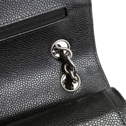 CHANEL Caviar Jumbo Double Flap Bag - Black