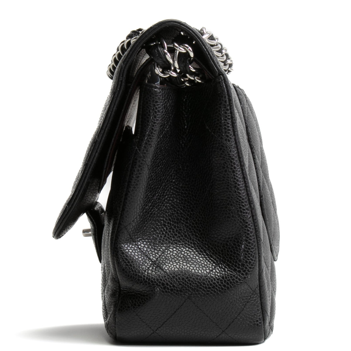 CHANEL Caviar Jumbo Double Flap Bag - Black