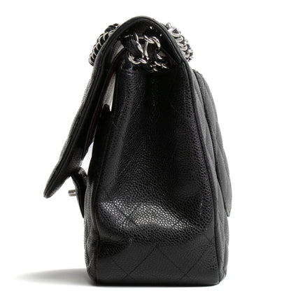 CHANEL Caviar Jumbo Double Flap Bag - Black