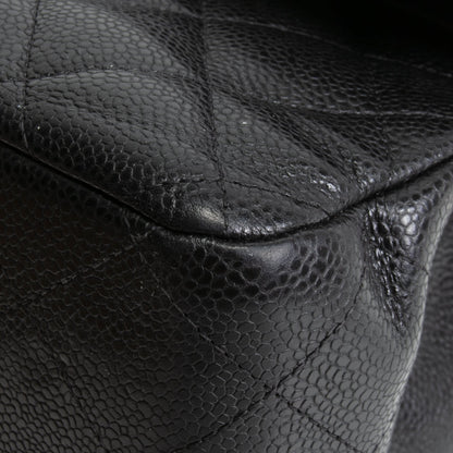 CHANEL Caviar Jumbo Double Flap Bag - Black