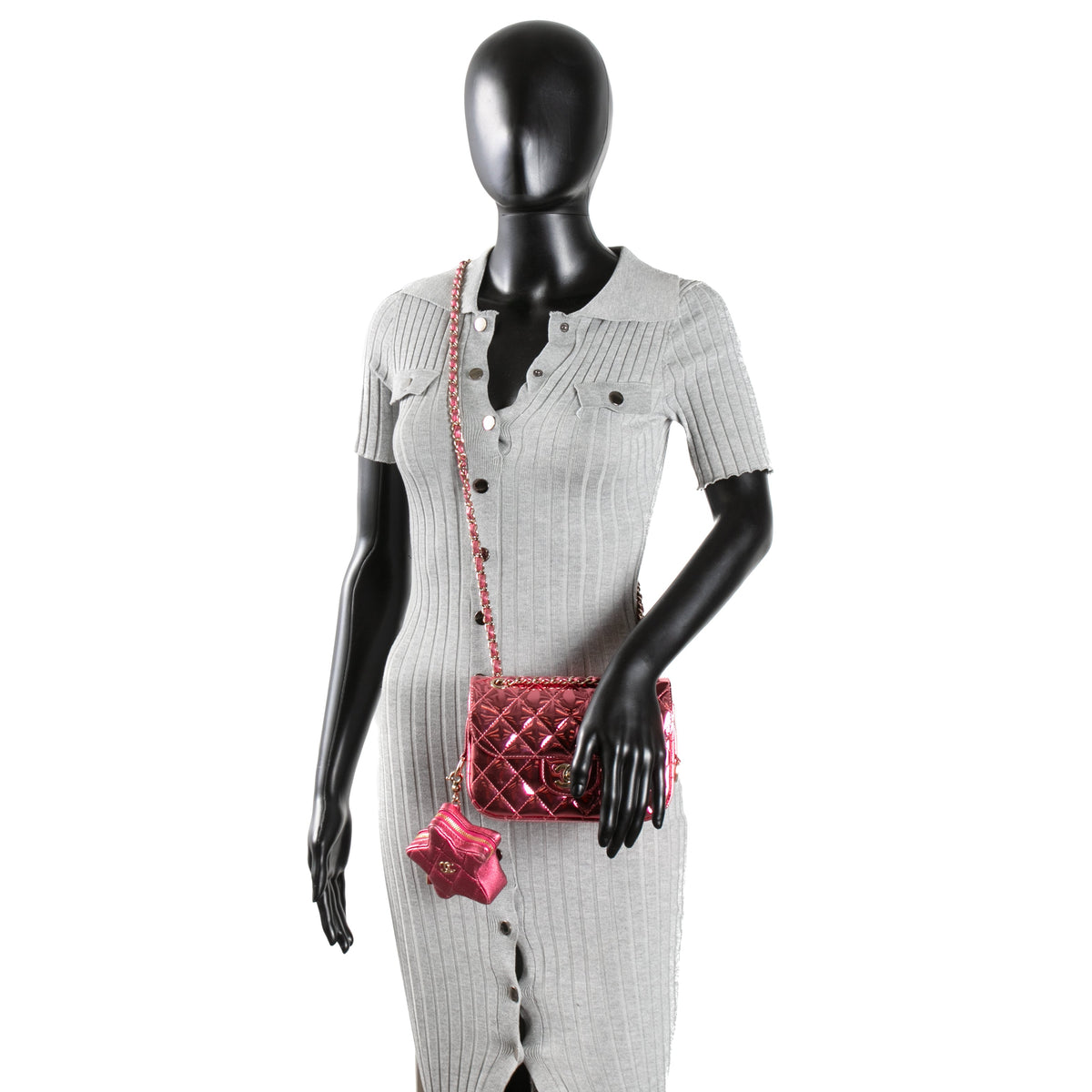 CHANEL Mini Hollywood Blvd Flap w/ Coin Purse - Metallic Pink