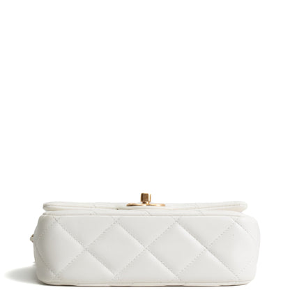 CHANEL My Perfect Mini Adjustable Pearl Chain Flap - White