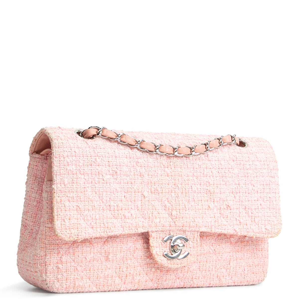 CHANEL Medium Tweed Double Flap - Pink