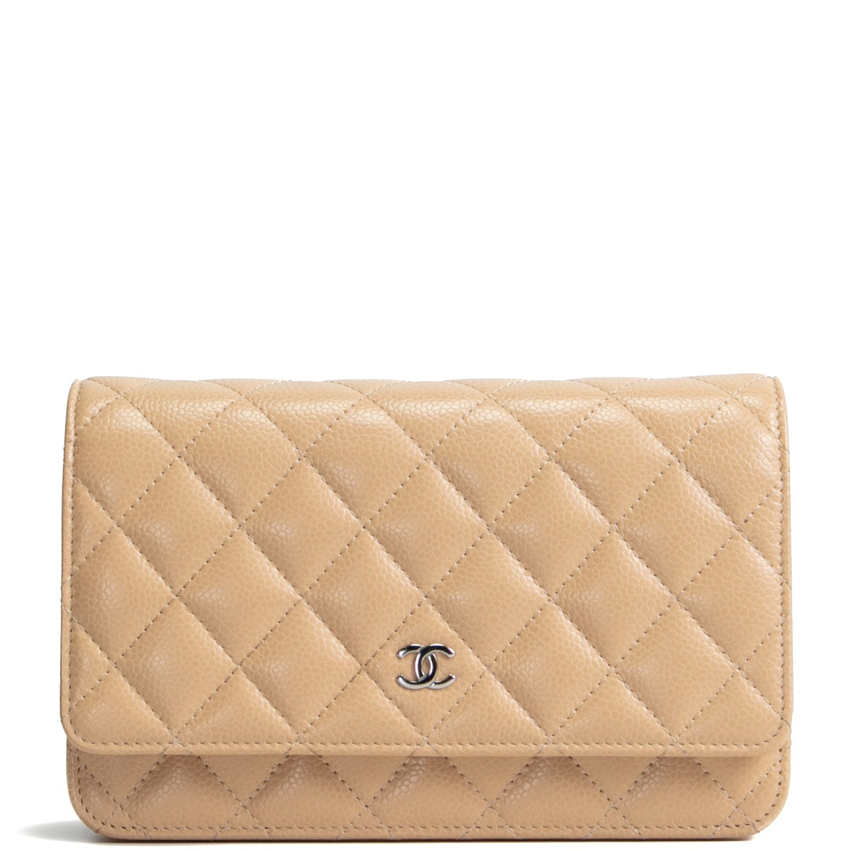 CHANEL Classic Wallet On Chain- Quilted Caviar Beige