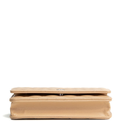 CHANEL Classic Wallet On Chain- Quilted Caviar Beige