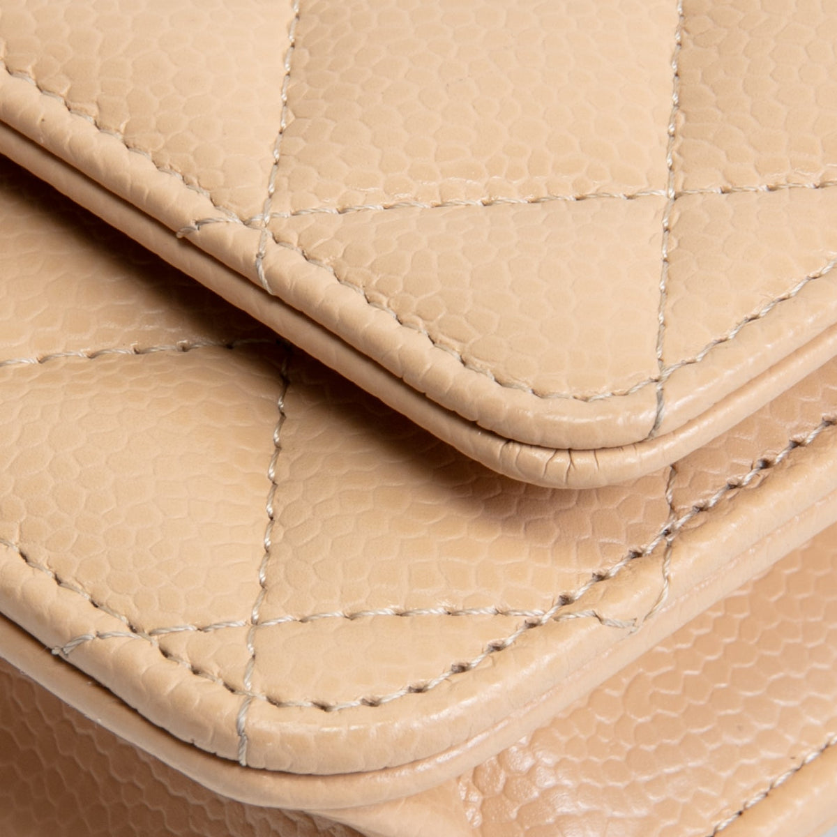 CHANEL Classic Wallet On Chain- Quilted Caviar Beige