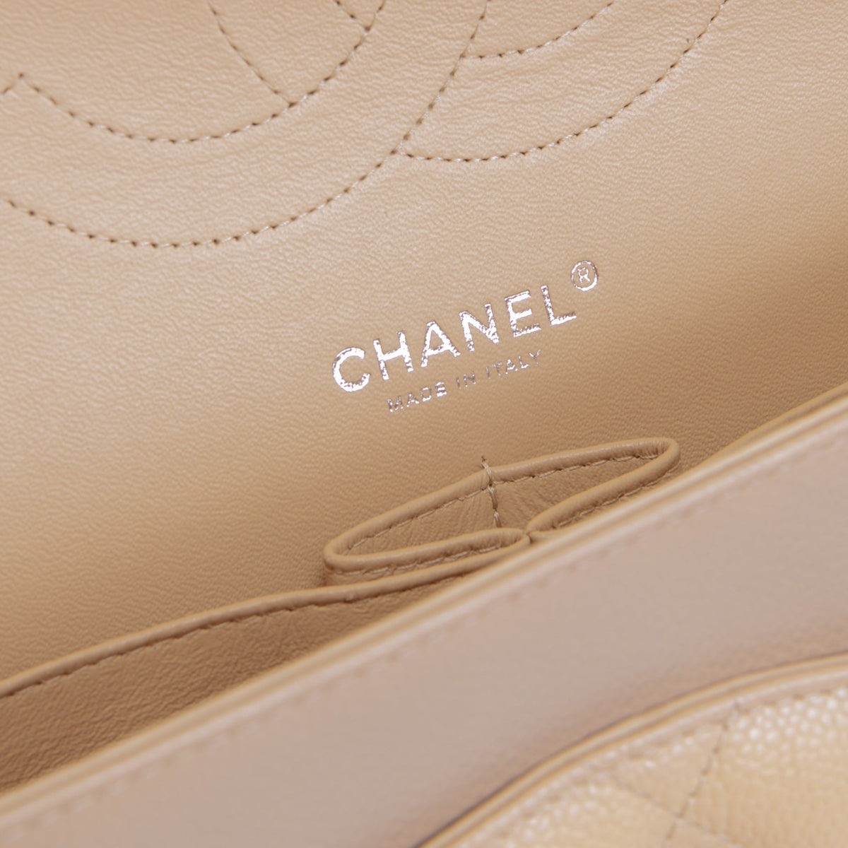 CHANEL Classic Jumbo Double Flap Quilted Caviar - Beige