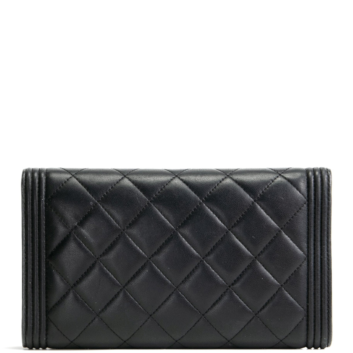 CHANEL Quilted Lambskin Boy Flap Wallet - Black