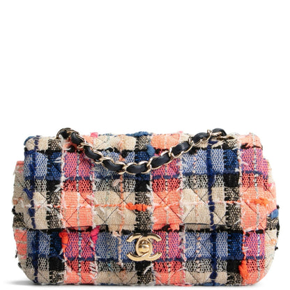 CHANEL Tweed Rectangular Mini Single Flap Bag - Cream Multicolor