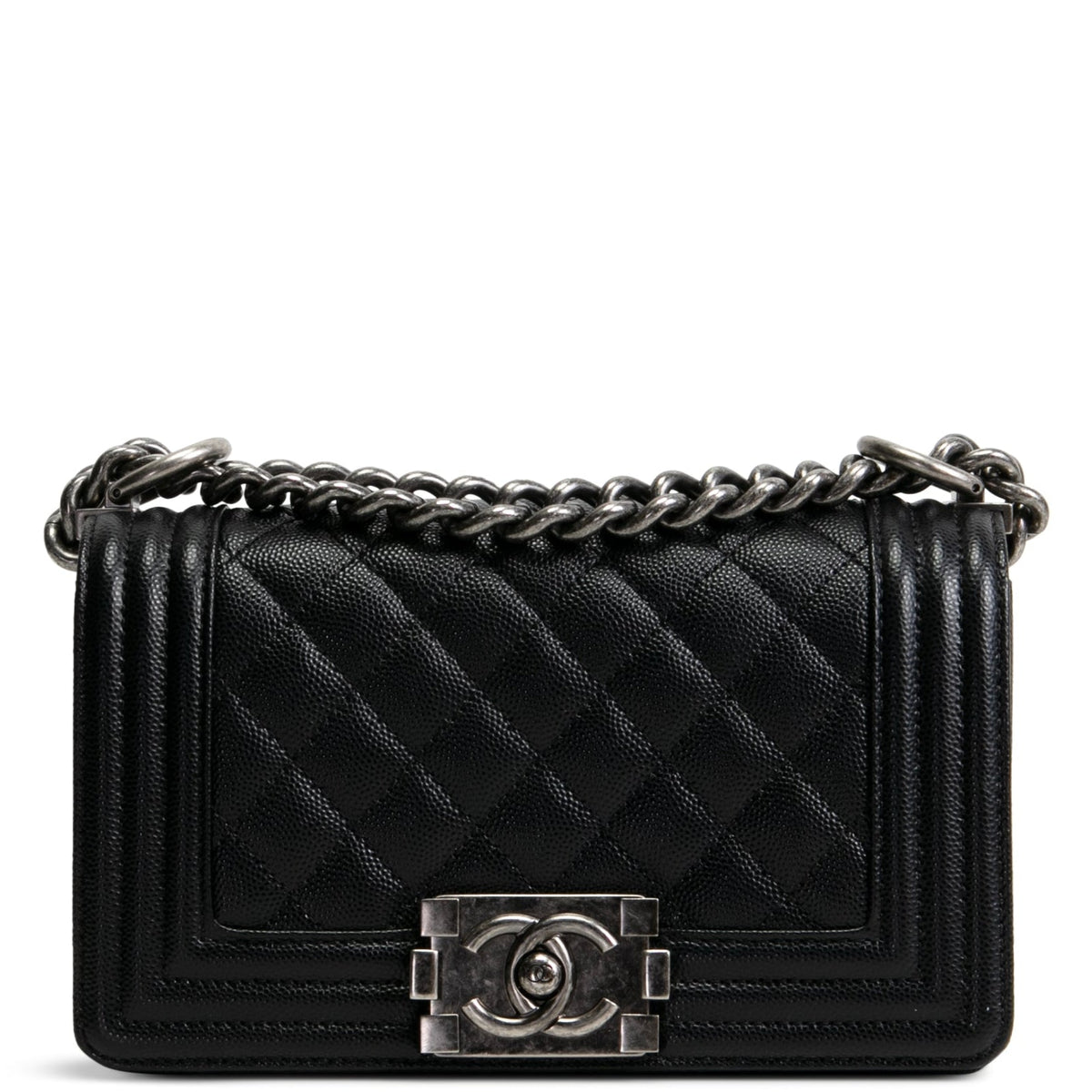 CHANEL Caviar Quilted Boy Flap Bag Small- Black