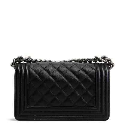 CHANEL Caviar Quilted Boy Flap Bag Small- Black