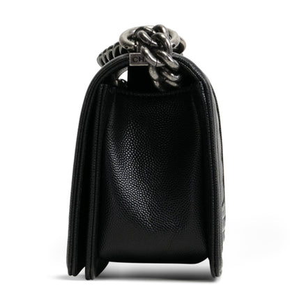 CHANEL Caviar Quilted Boy Flap Bag Small- Black
