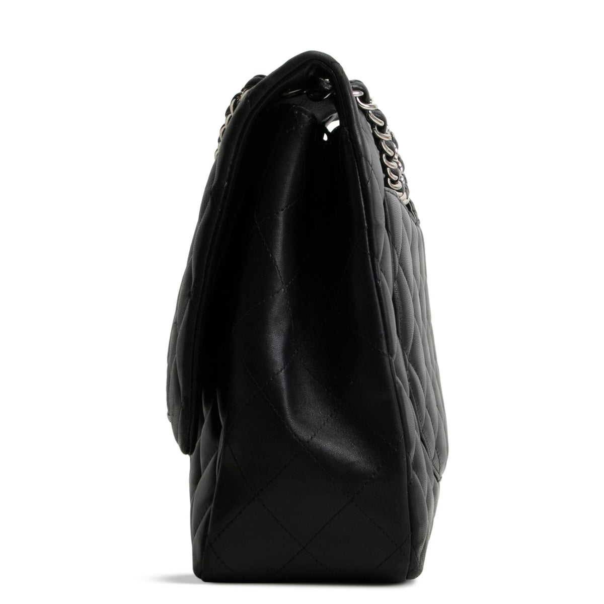 CHANEL Maxi Single Flap Quilted Lambskin- Black