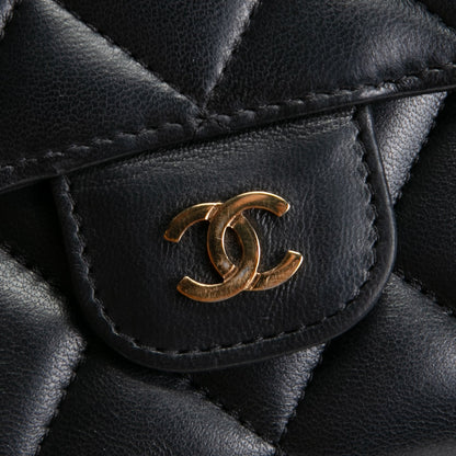 CHANEL Quilted Lambskin Classic Flap Continental Trifold Wallet - Black