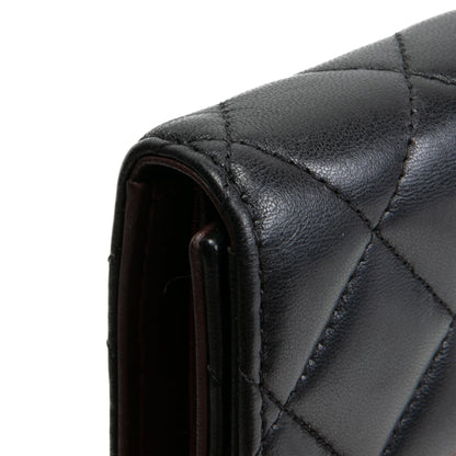 CHANEL Quilted Lambskin Classic Flap Continental Trifold Wallet - Black