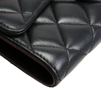 CHANEL Quilted Lambskin Classic Flap Continental Trifold Wallet - Black