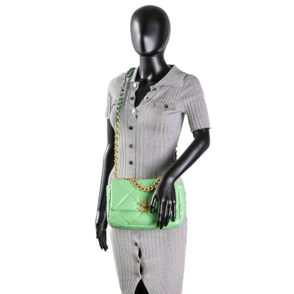 CHANEL 19 Quilted Flap Medium- Light Green
