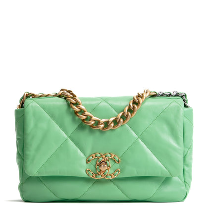CHANEL 19 Quilted Flap Medium- Light Green
