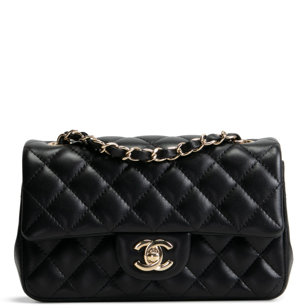 CHANEL Lambskin Quilted Rectangular Mini Flap Bag - Black