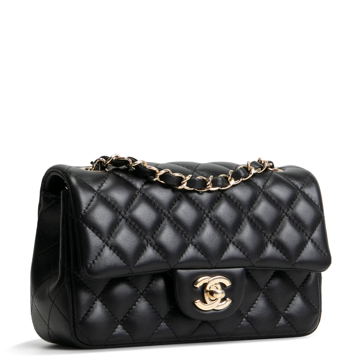 CHANEL Lambskin Quilted Rectangular Mini Flap Bag - Black