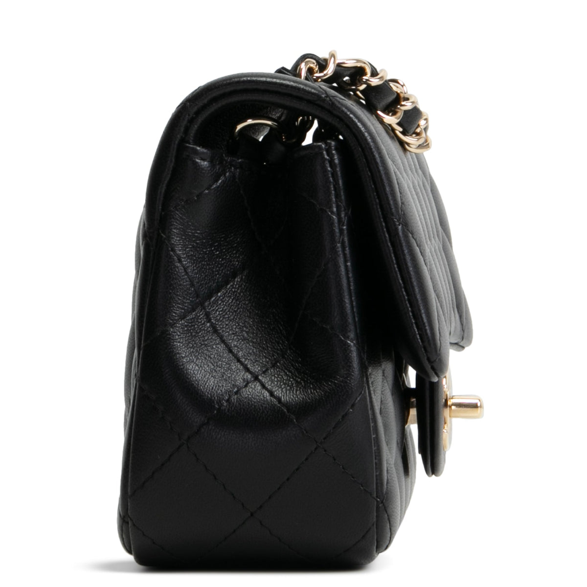 CHANEL Lambskin Quilted Rectangular Mini Flap Bag - Black
