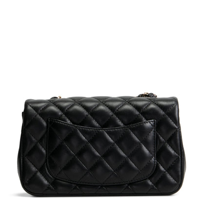 CHANEL Lambskin Quilted Rectangular Mini Flap Bag - Black