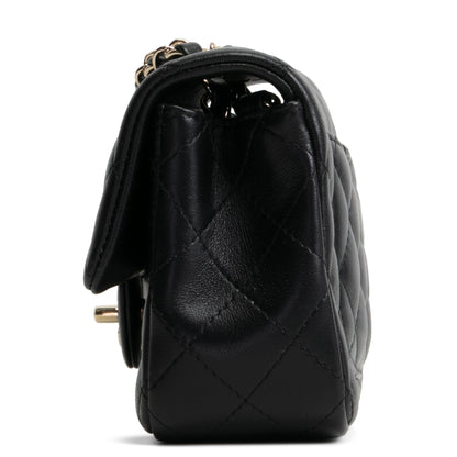 CHANEL Lambskin Quilted Rectangular Mini Flap Bag - Black
