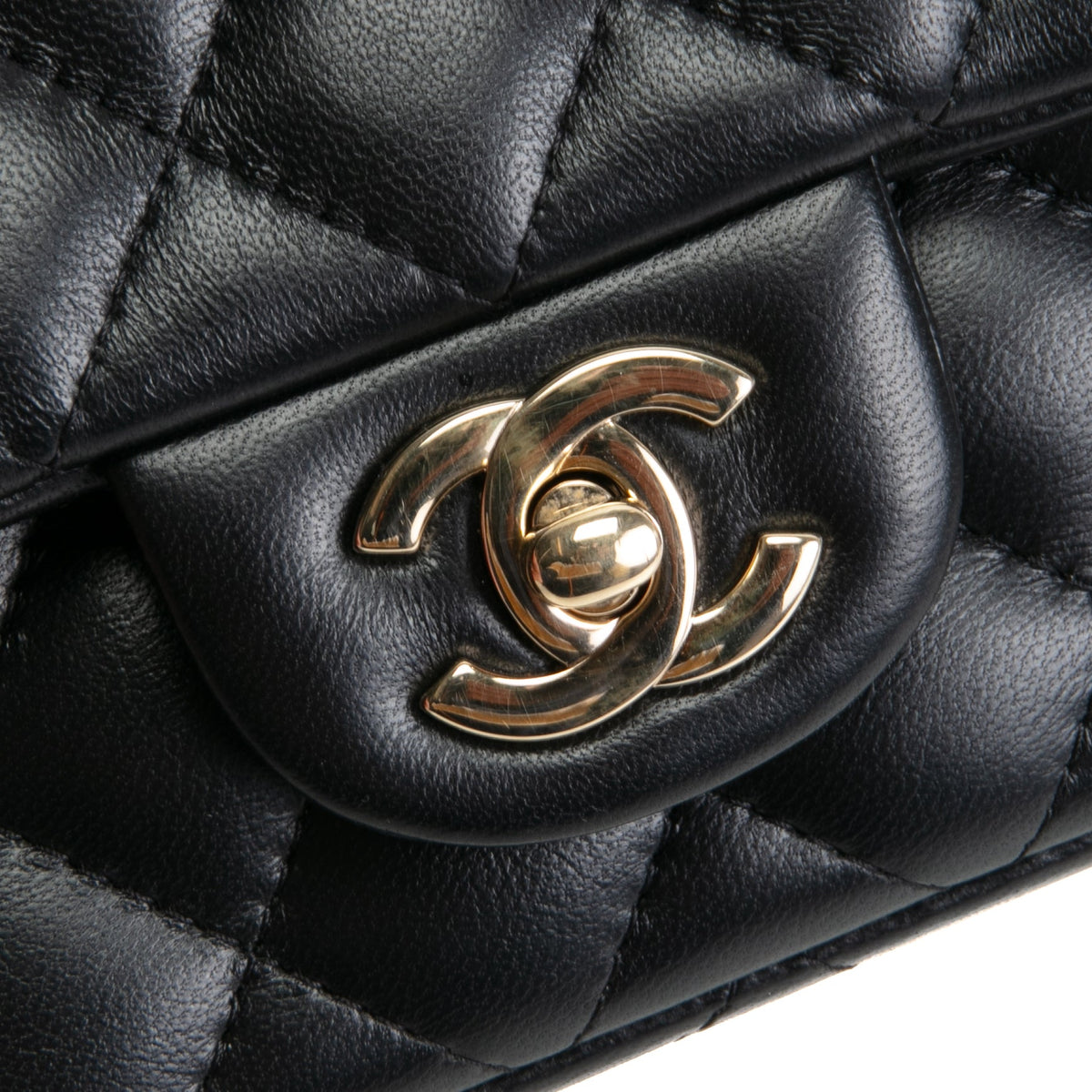 CHANEL Lambskin Quilted Rectangular Mini Flap Bag - Black