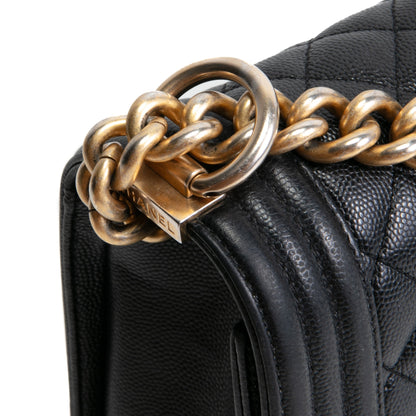CHANEL Caviar Quilted Medium Boy Flap Bag- Black