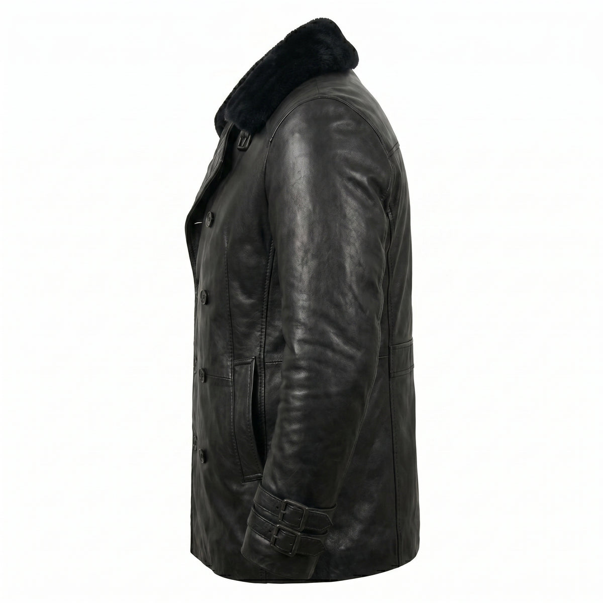 Resident Evil 9 Leon S. Kennedy Black Leather Peacoat Fur Collar Jacket