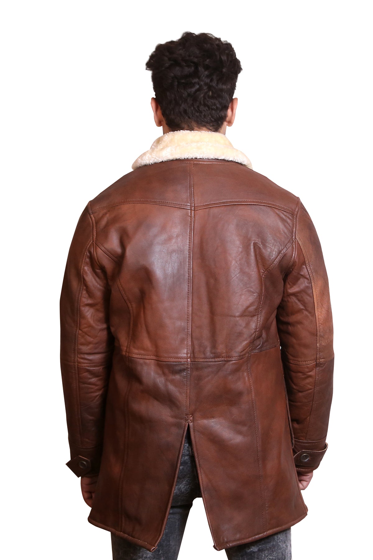 Men's Brown Shearling Leather Coat