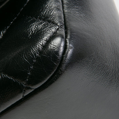 CHANEL Quilted Crinkled Leather Coco Top Handle Flap Bag - Black