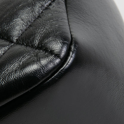 CHANEL Quilted Crinkled Leather Coco Top Handle Flap Bag - Black