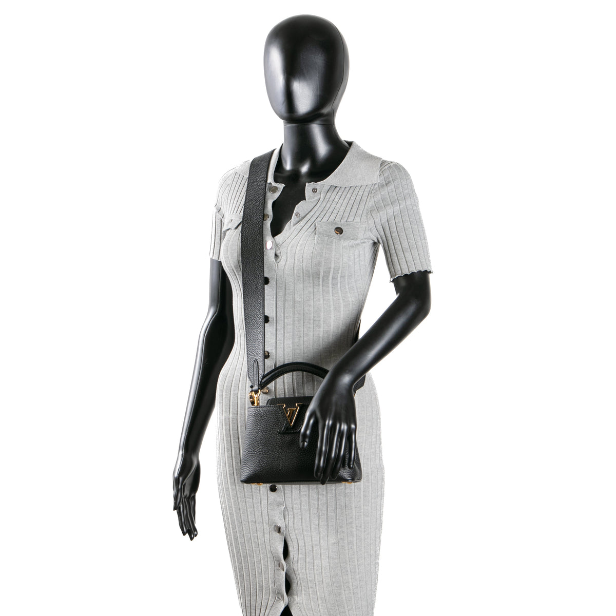 LOUIS VUITTON Taurillon Leather Capucines Mini - Black