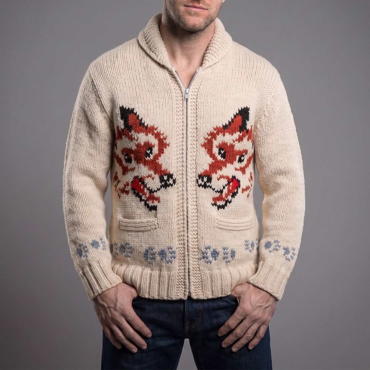 Handmade Wolf Knit Cardigan Inspired by Project Hail Mary
