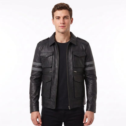 Leon Kennedy Resident Evil 6 Black Leather Jacket