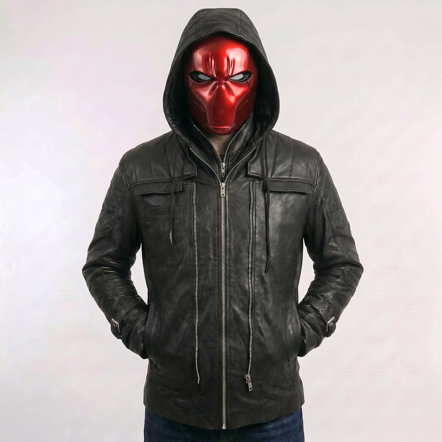Jason Todd Red Hood Black Leather Jacket & Vest