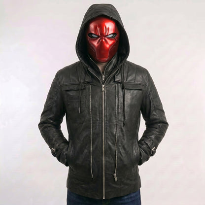 Jason Todd Red Hood Black Leather Jacket & Vest