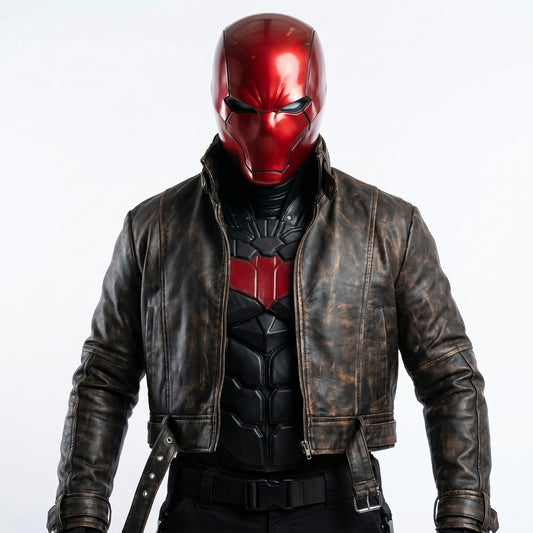 Titans Jason Todd Red Hood Distressed Leather Jacket Cosplay