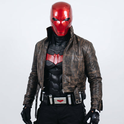 Titans Jason Todd Red Hood Distressed Leather Jacket Cosplay
