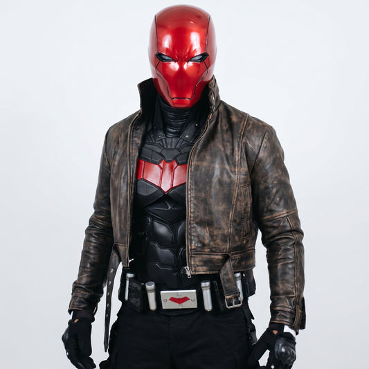Titans Jason Todd Red Hood Distressed Leather Jacket Cosplay